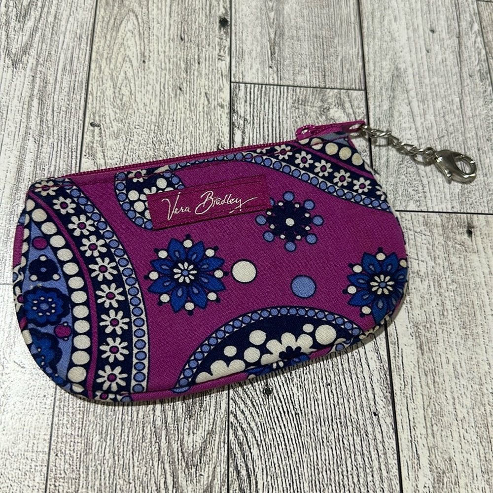 Vera Bradley purple paisley coin purse id holder